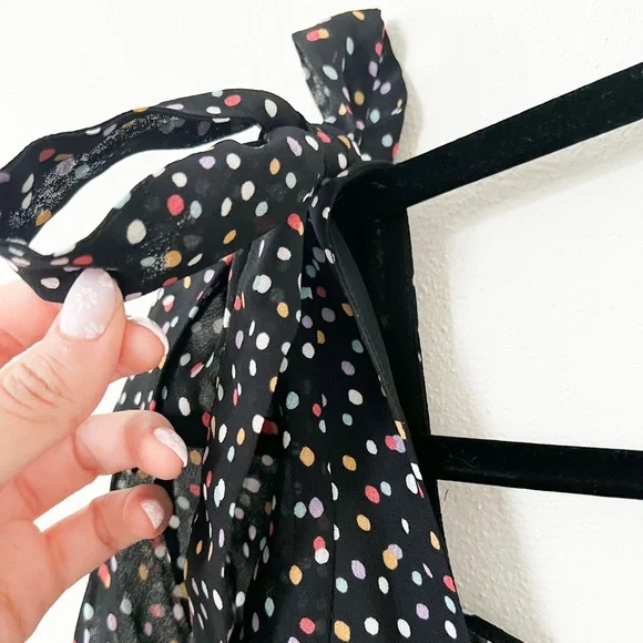 REFORMATION Polka Dot Confetti ELIN Square Neck Bow Shoulder Mini-Dress XS - Picture 6 of 8